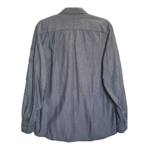 Chambray Roll Tab Long Sleeve Lightweight Denim Button Down Shirt Sean John 2XL - Picture 2 of 4
